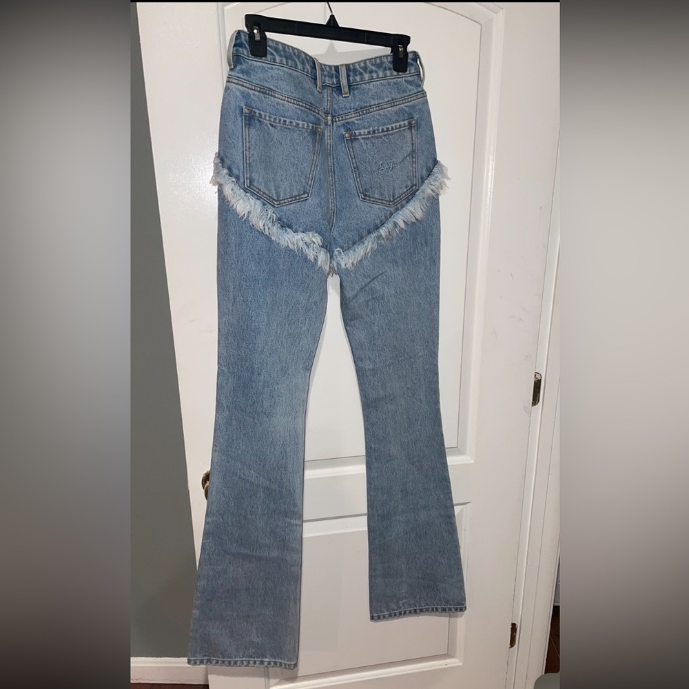New! SER.O.YA Dahlia Western Frayed Fringe Blue Flare Jeans 🤠💙 size 26 - Picture 6 of 10